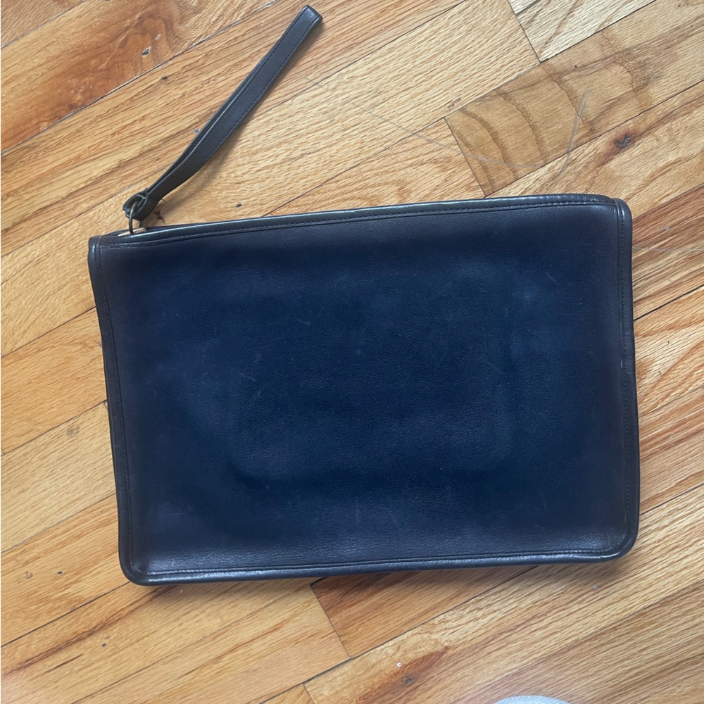 Vintage Large COACH Leather Portfolio Document Clutch NYC Bag 1980s